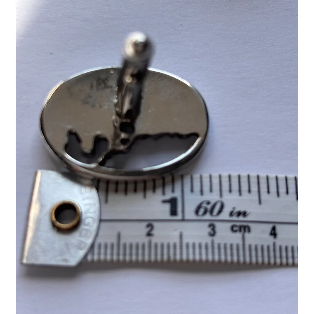 Vintage Cufflinks Tie Clip Set Antique Car Silver Tone Brass Era Novelty 3pc